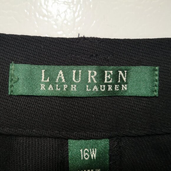 Lauren Ralph Lauren Ladies Size 16W Black Straight Legs 100% Wool Dress Pants - Picture 3 of 12
